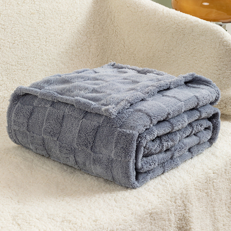 Checkered Jacquard Wool Thickened Blanket