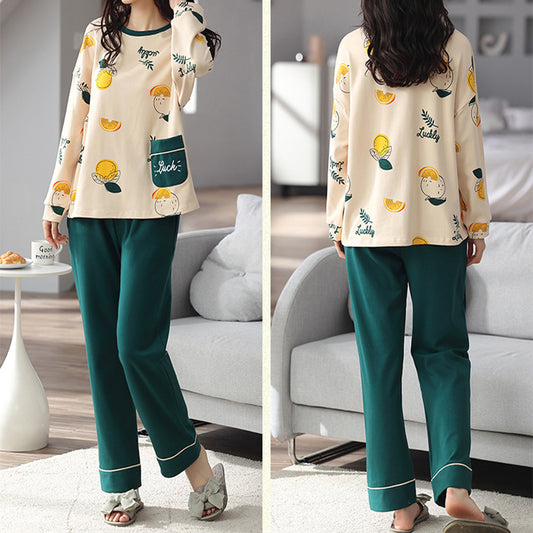 Elegant Loose Print Pajamas Loungewear Set