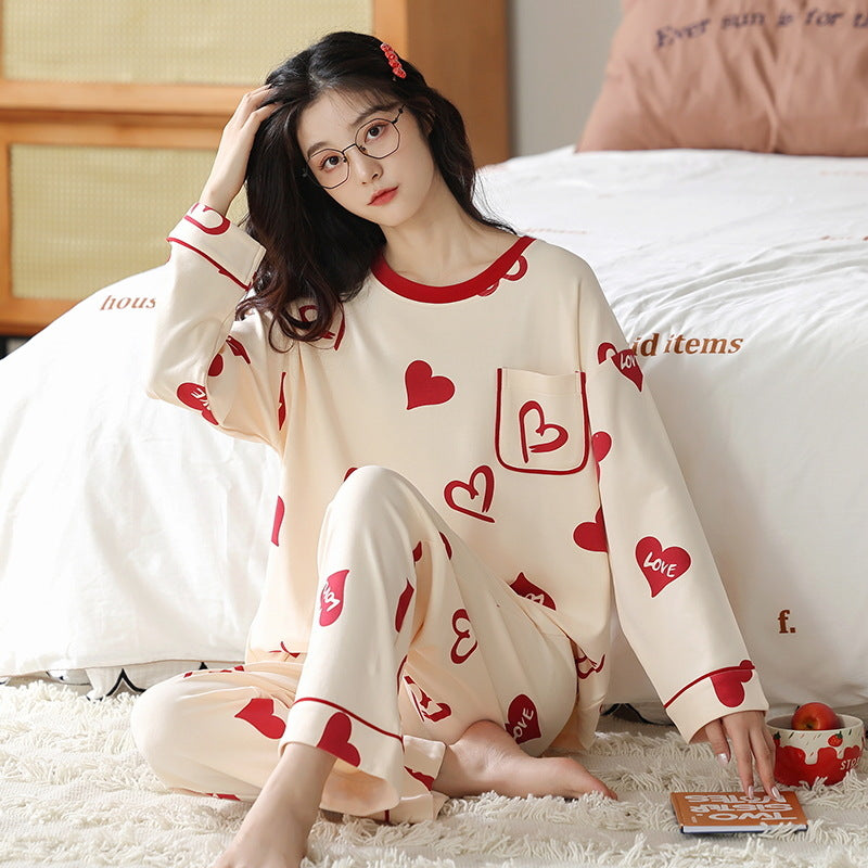 Elegant Loose Print Pajamas Loungewear Set