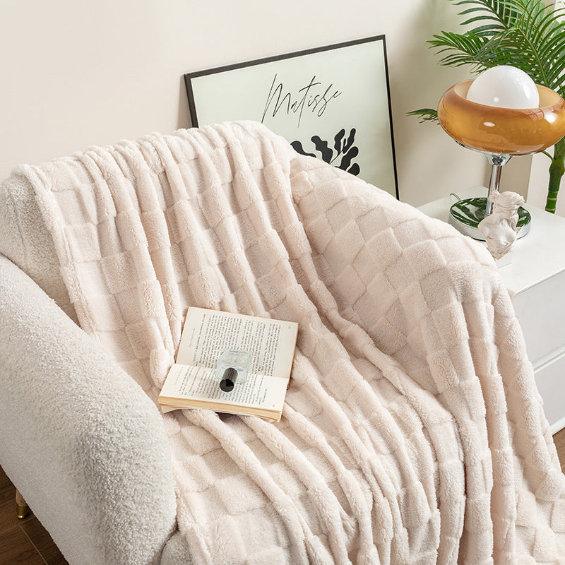 Checkered Jacquard Wool Thickened Blanket