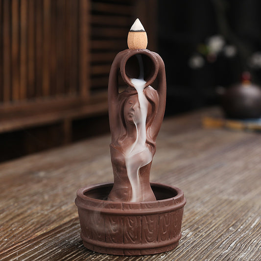 Purple Sand Backflow Mermaid Incense Burner