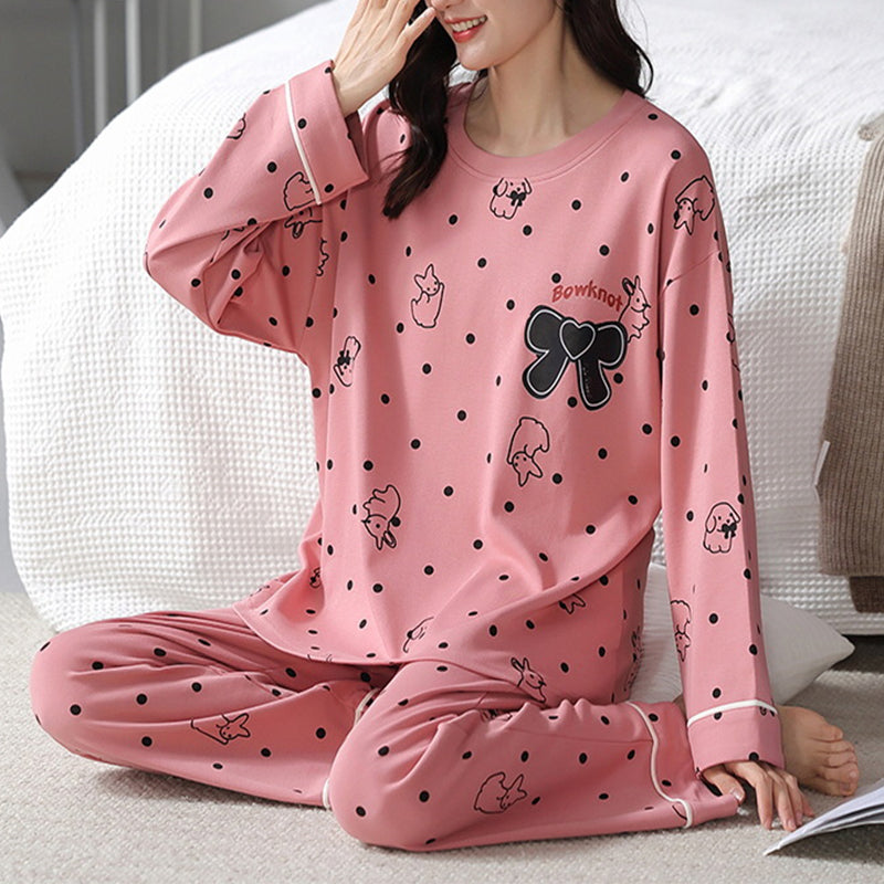 Elegant Loose Print Pajamas Loungewear Set