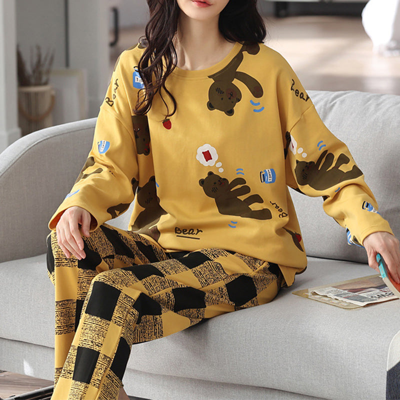 Elegant Loose Print Pajamas Loungewear Set