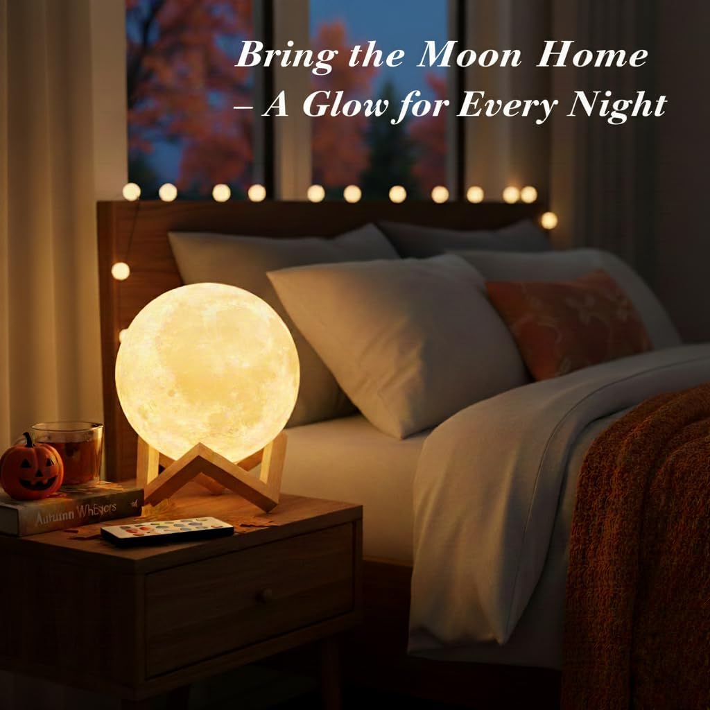 16-Color Creative LED Moon Night Lamp With Stand