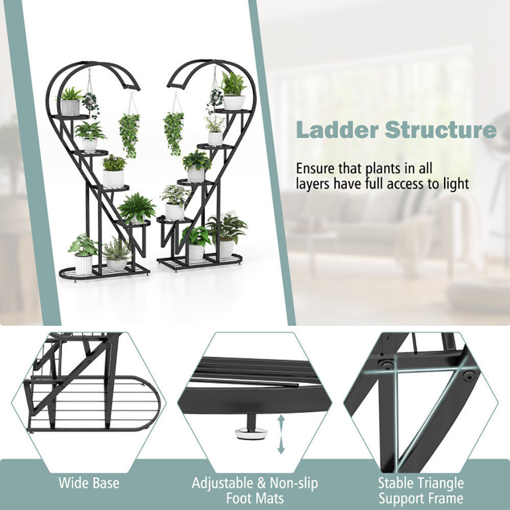 5 Tier Metal Plant Stand With Hanging Hook