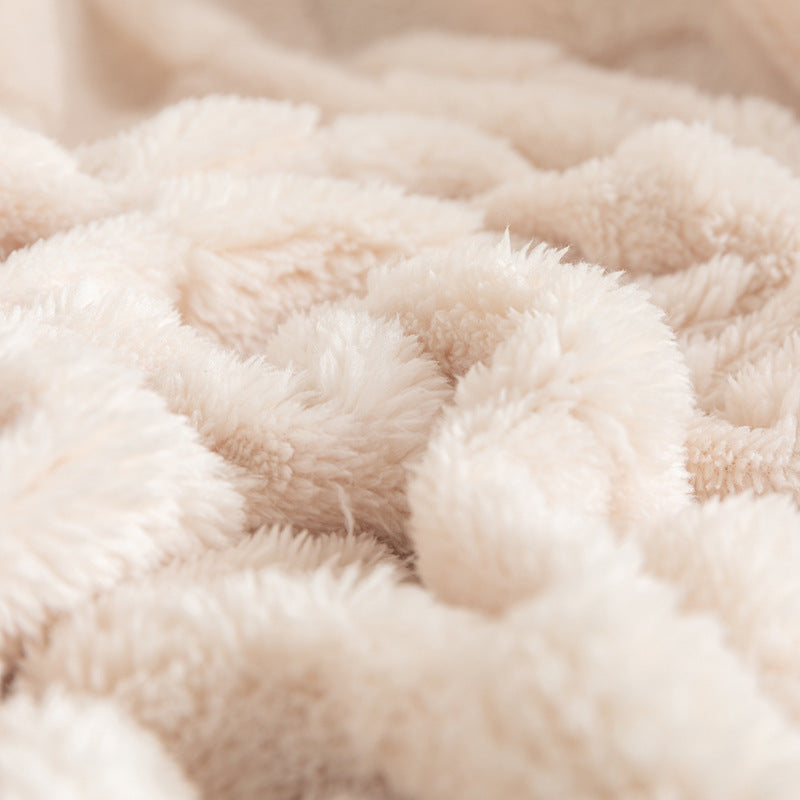 Checkered Jacquard Wool Thickened Blanket