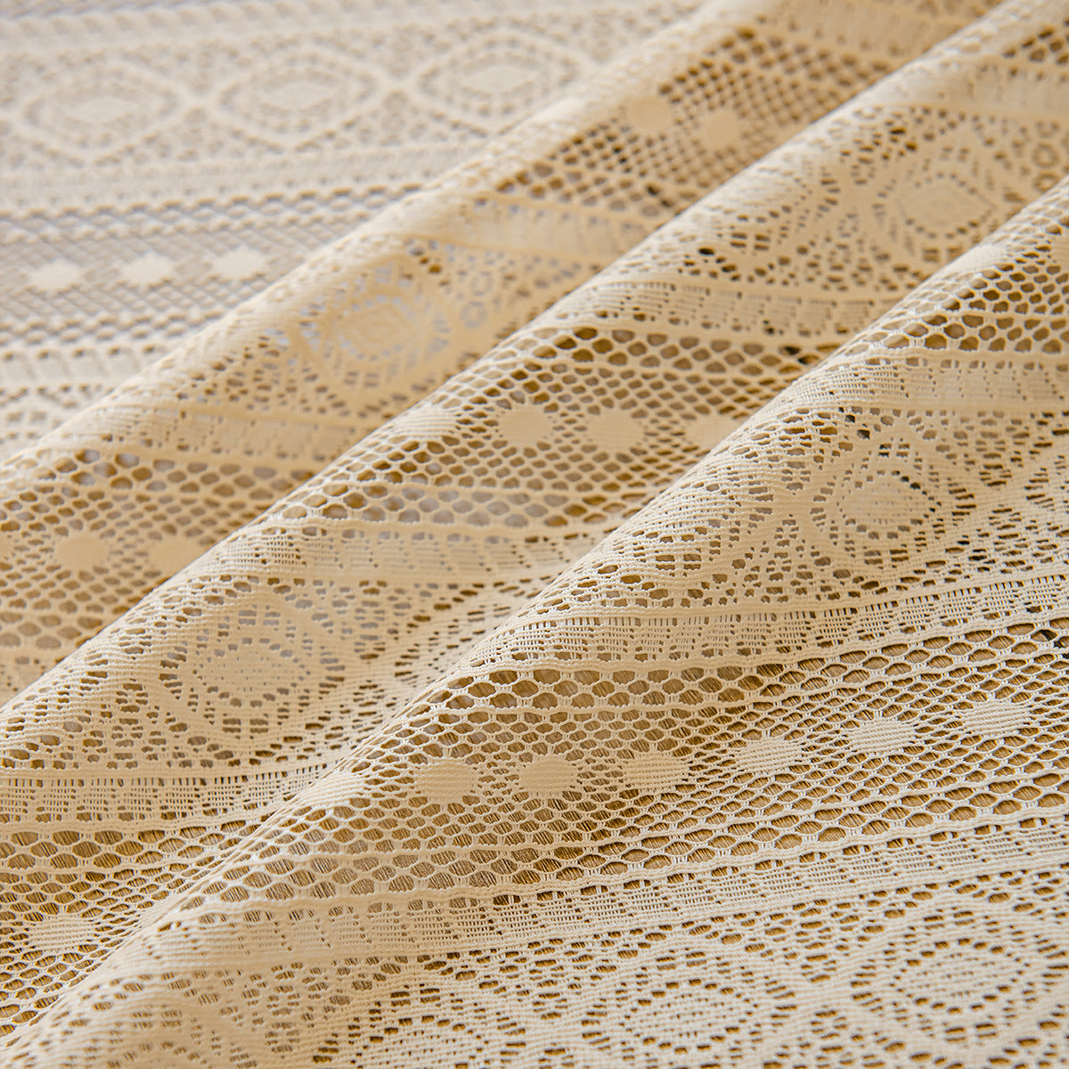 Bohemian-Dot Wood Color Lace Mesh Curtains