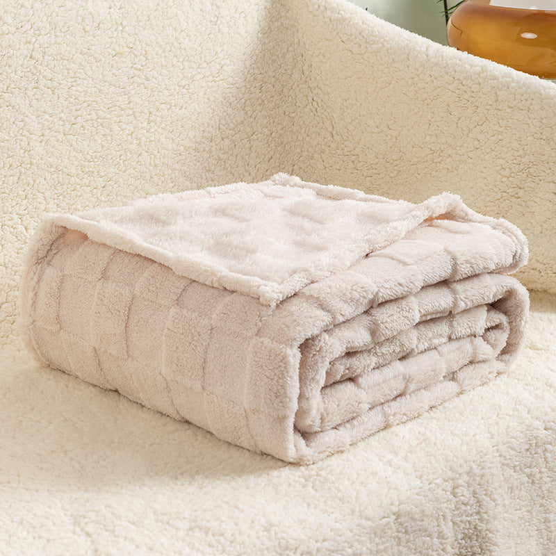 Checkered Jacquard Wool Thickened Blanket