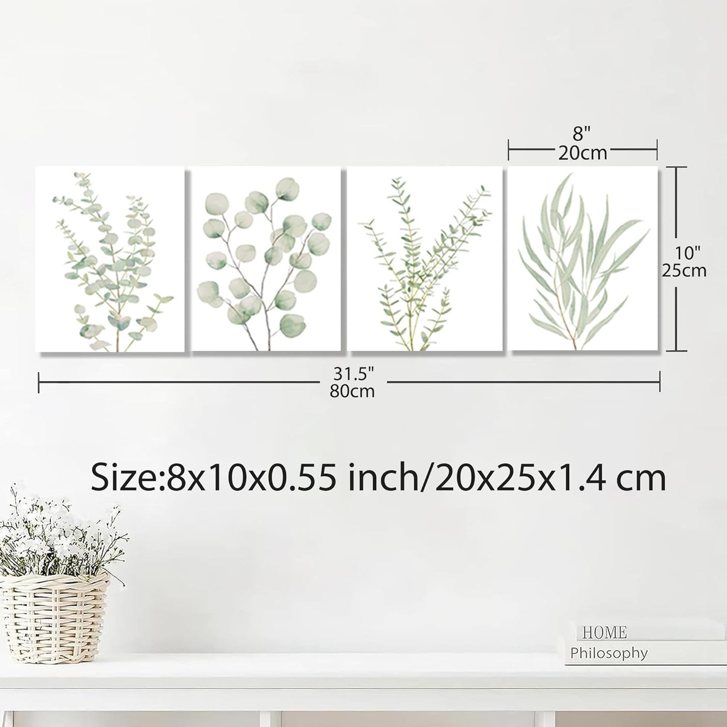 Boho Botanical Plant Wall Canvas Art 8x10in