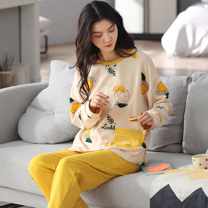 Elegant Loose Print Pajamas Loungewear Set