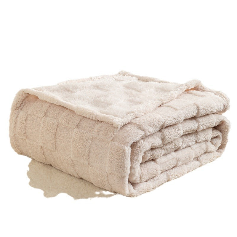 Checkered Jacquard Wool Thickened Blanket