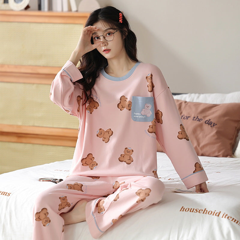 Elegant Loose Print Pajamas Loungewear Set