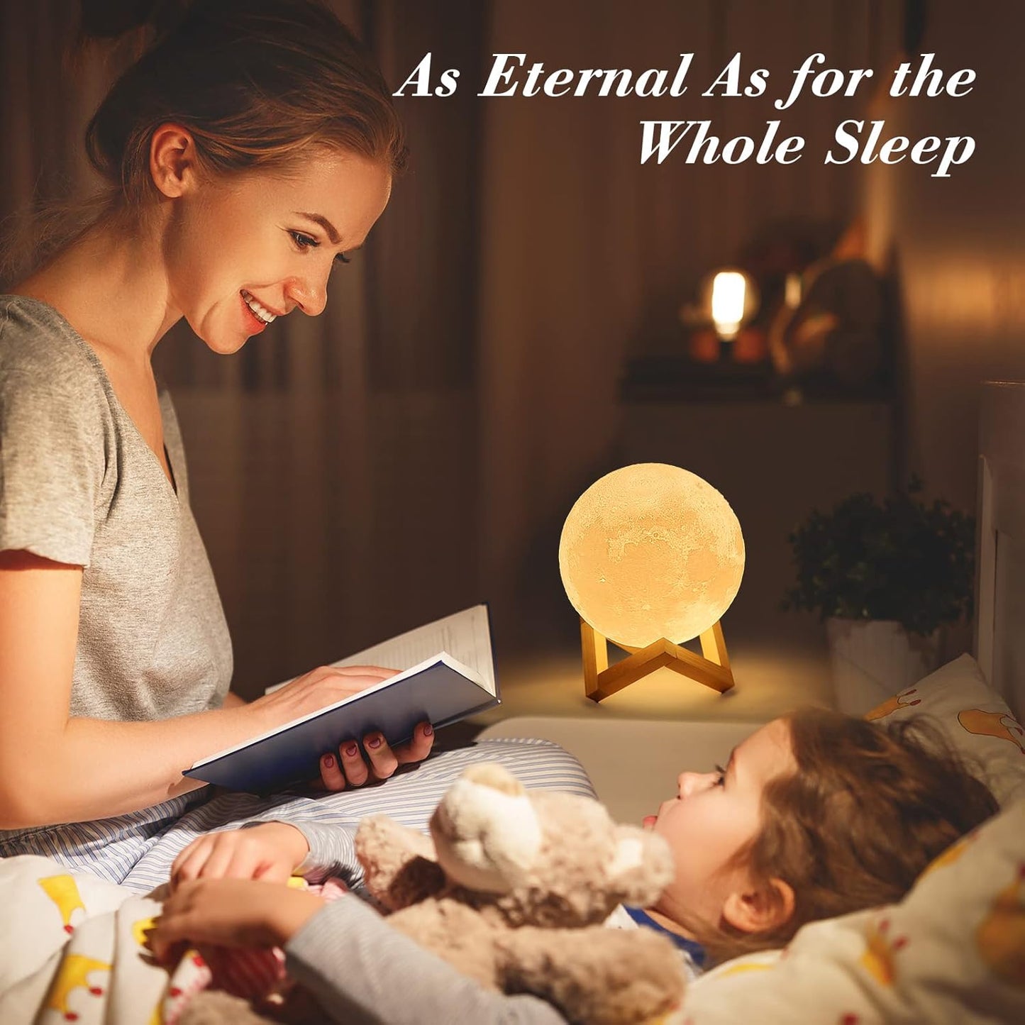 16-Color Creative LED Moon Night Lamp With Stand