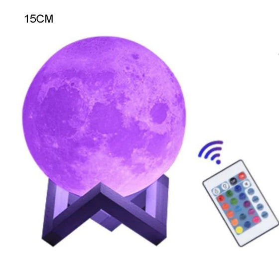 16-Color Creative LED Moon Night Lamp With Stand