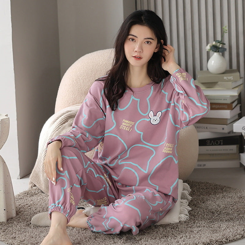 Elegant Loose Print Pajamas Loungewear Set