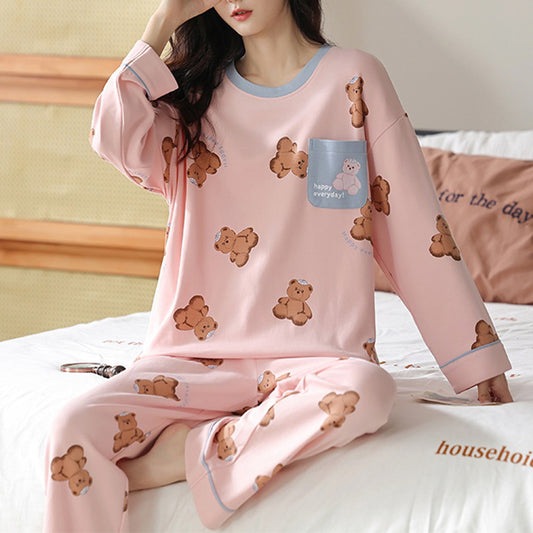 Elegant Loose Print Pajamas Loungewear Set