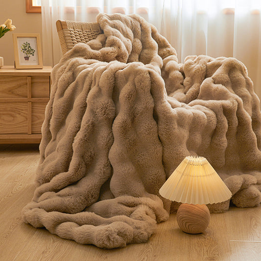 Double-Sided Coral Fleece Warm Blanket