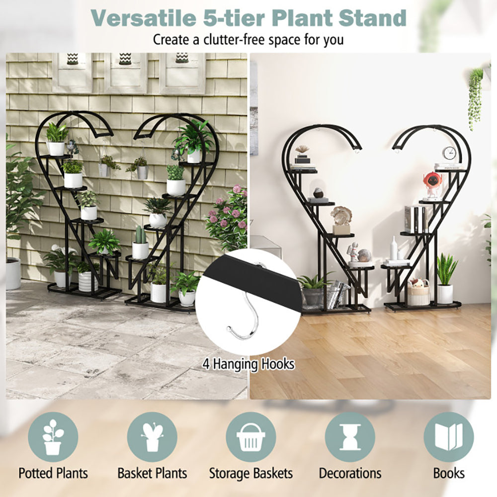 5 Tier Metal Plant Stand With Hanging Hook