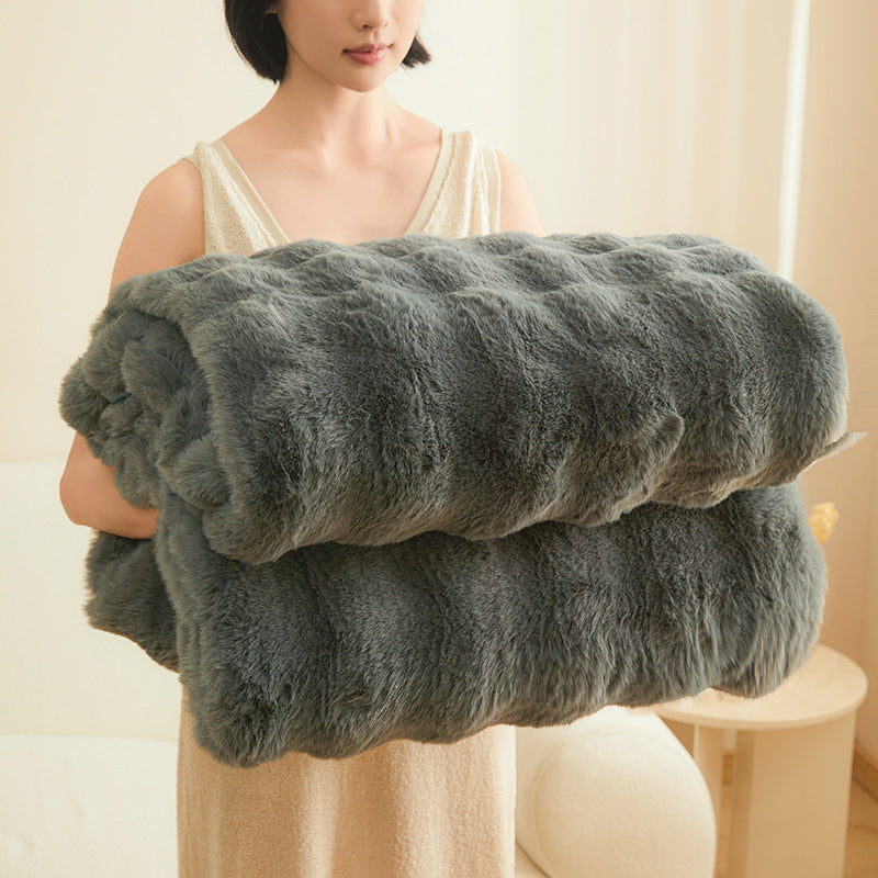 Double-Sided Coral Fleece Warm Blanket