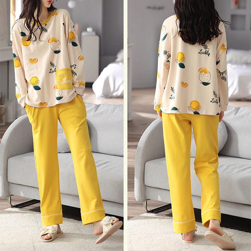 Elegant Loose Print Pajamas Loungewear Set