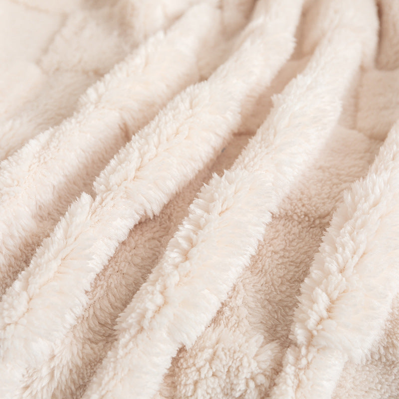 Checkered Jacquard Wool Thickened Blanket