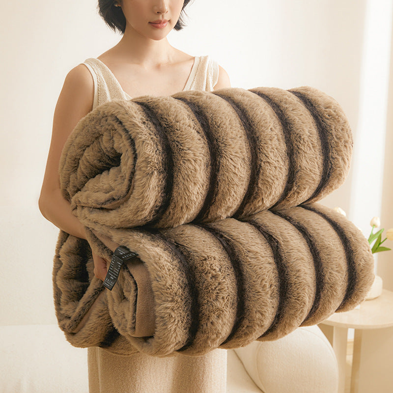Double-Sided Coral Fleece Warm Blanket