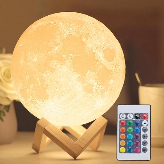 16-Color Creative LED Moon Night Lamp With Stand