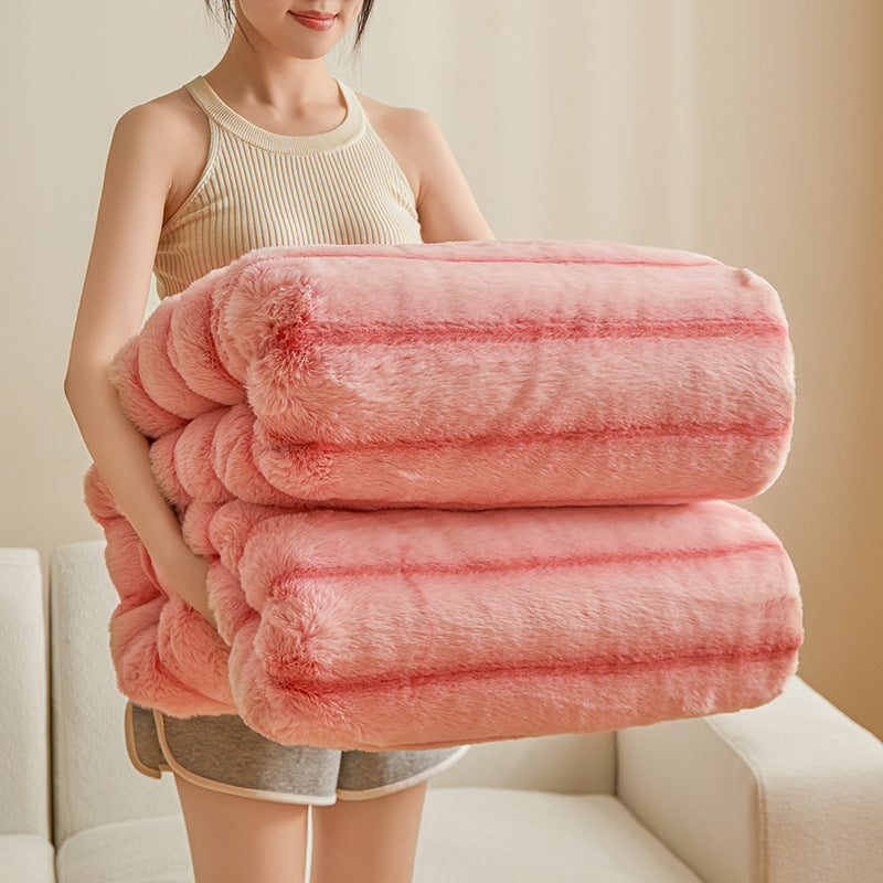 Double-Sided Coral Fleece Warm Blanket