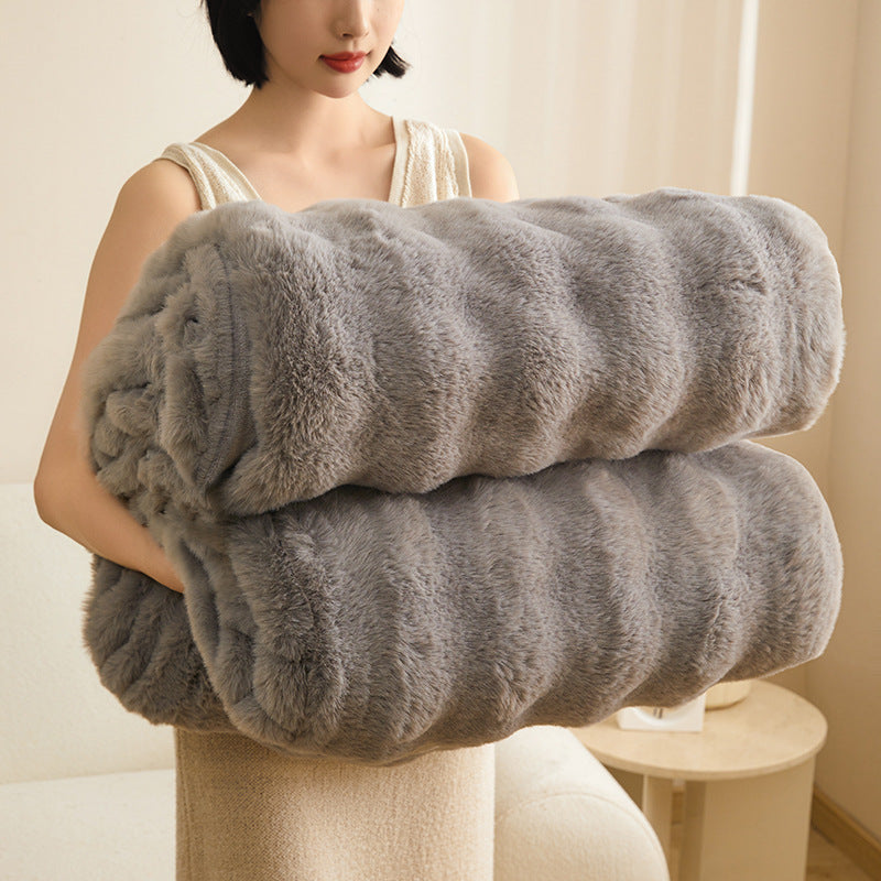 Double-Sided Coral Fleece Warm Blanket