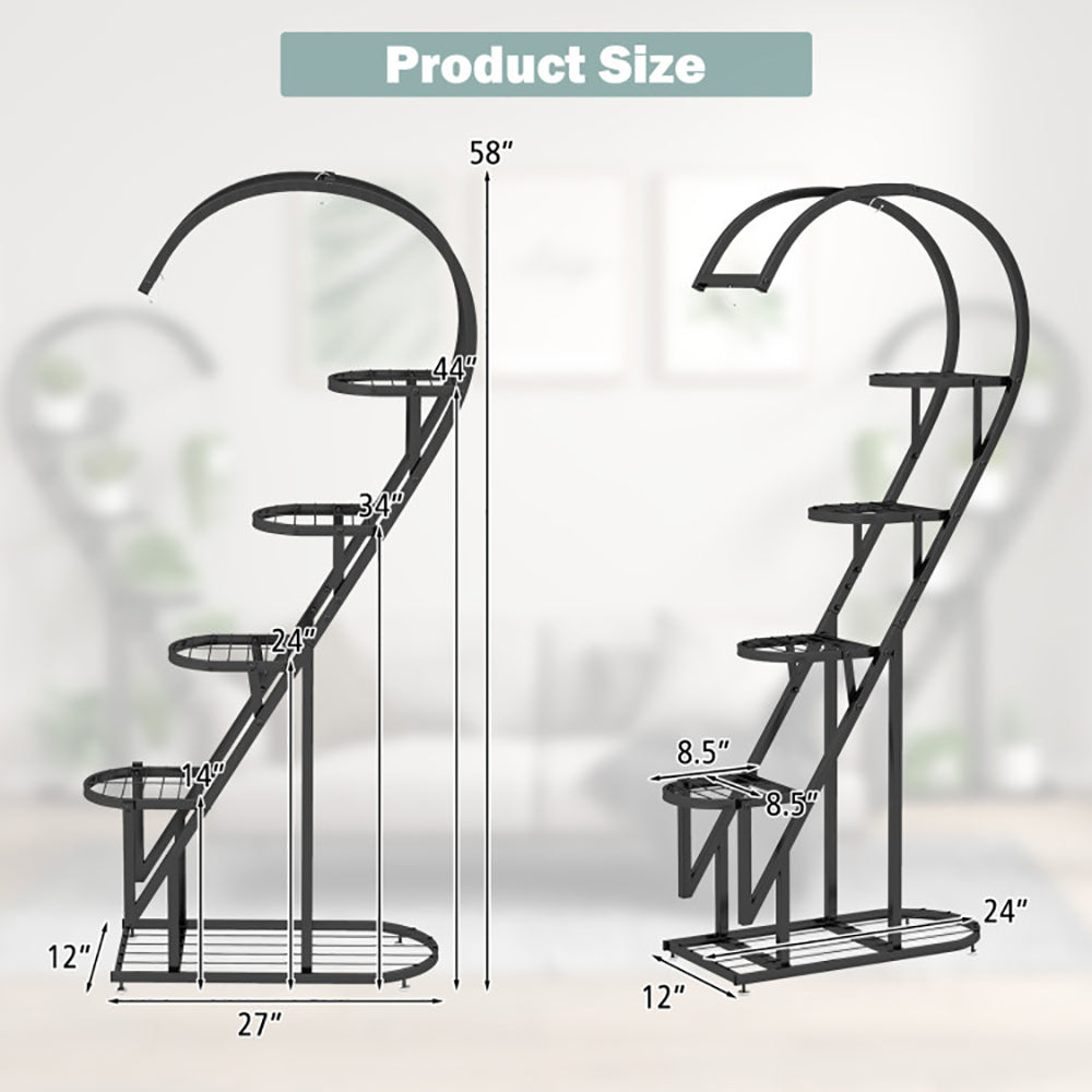 5 Tier Metal Plant Stand With Hanging Hook