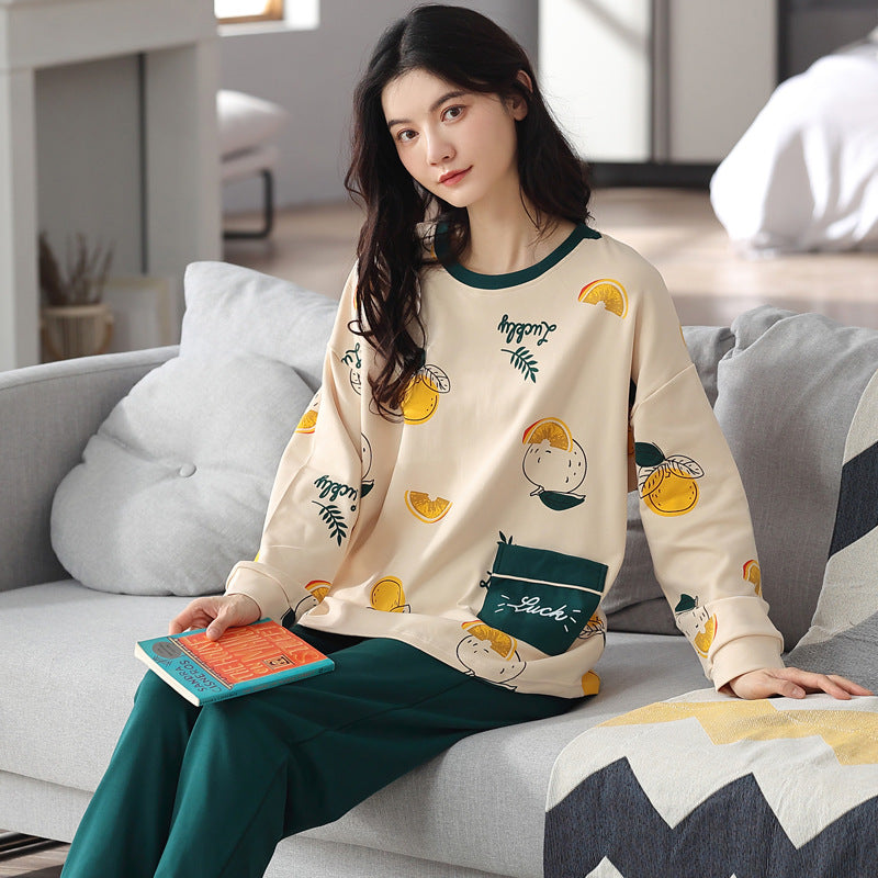 Elegant Loose Print Pajamas Loungewear Set